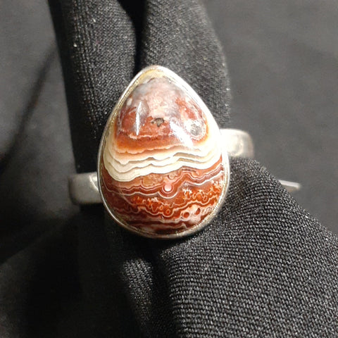 Crazy Lace Agate Teardrop Ring
