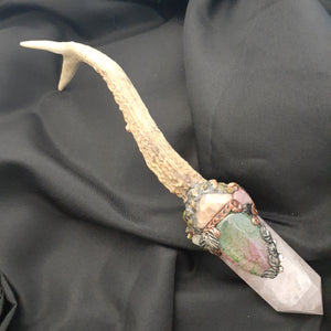 Deer Antler Wand With Rose Quartz Point