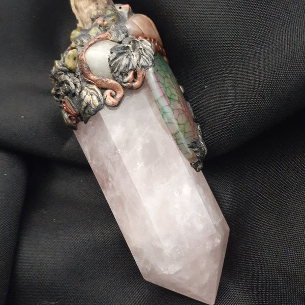 Deer Antler Wand With Rose Quartz Point