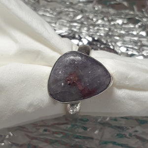 Pink Tourmaline in Lepidolite Ring