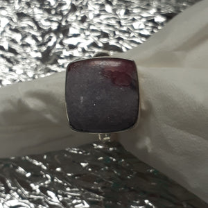 Pink Tourmaline in Lepidolite Square Ring