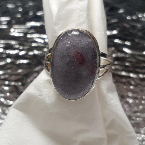 Pink Tourmaline in Lepidolite Oval Ring