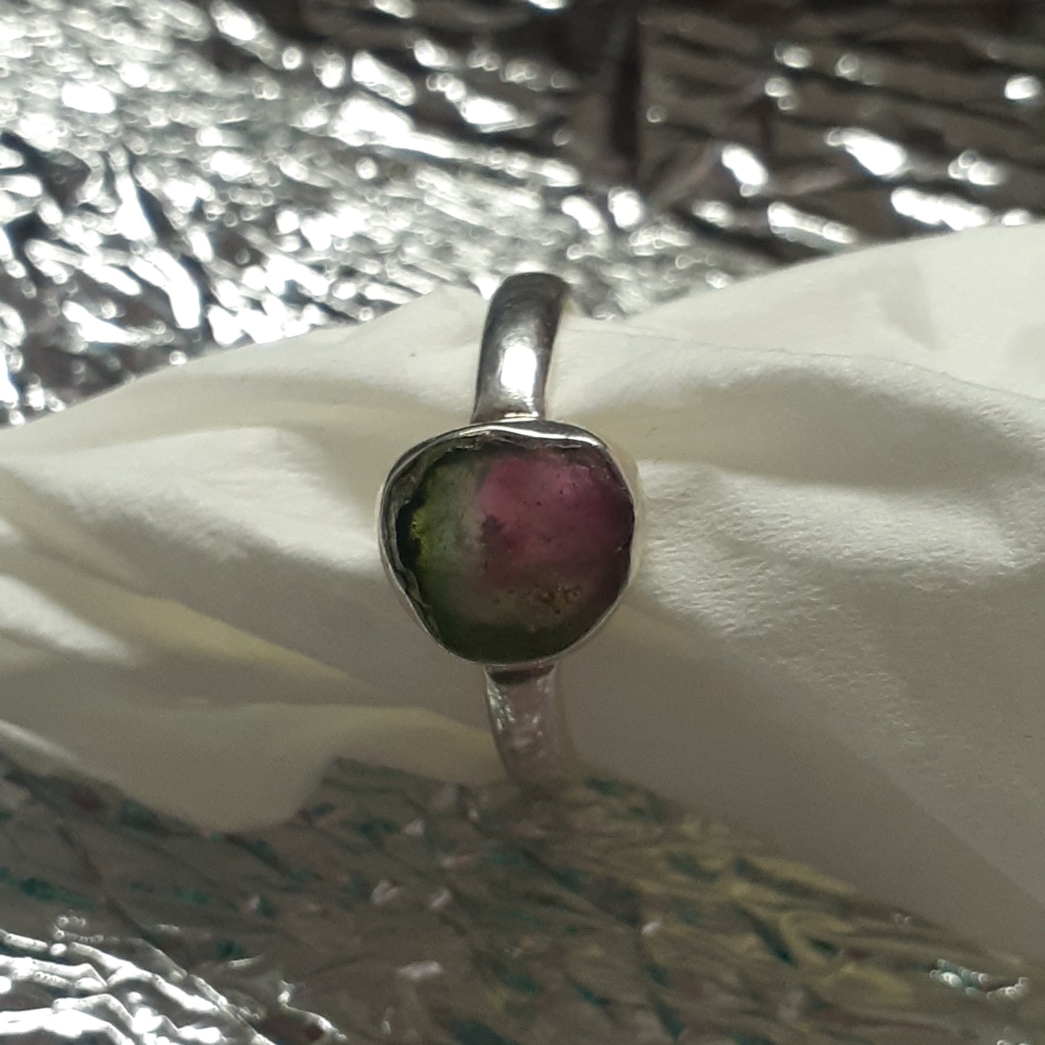 Watermelon Tourmaline Ring Freeform