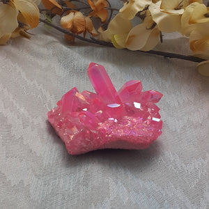 Pink Aura Quartz Cluster