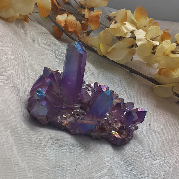 Purple Aura Quartz Cluster Specimen