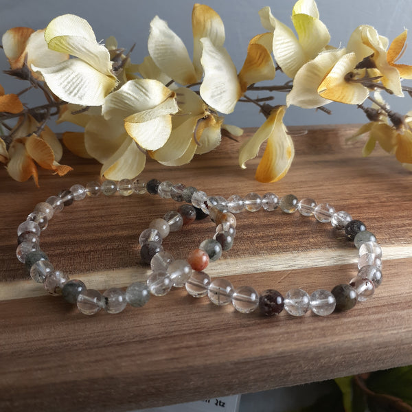 Garden Quartz Stone Bead Bracelet 6mm