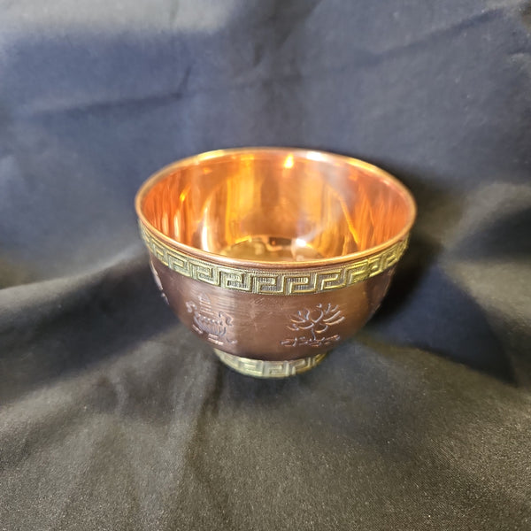 8 Auspicious Symbol Offering Bowl Copper 3 Inch