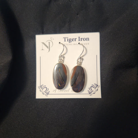 Tiger Iron Earring Sterling Silver