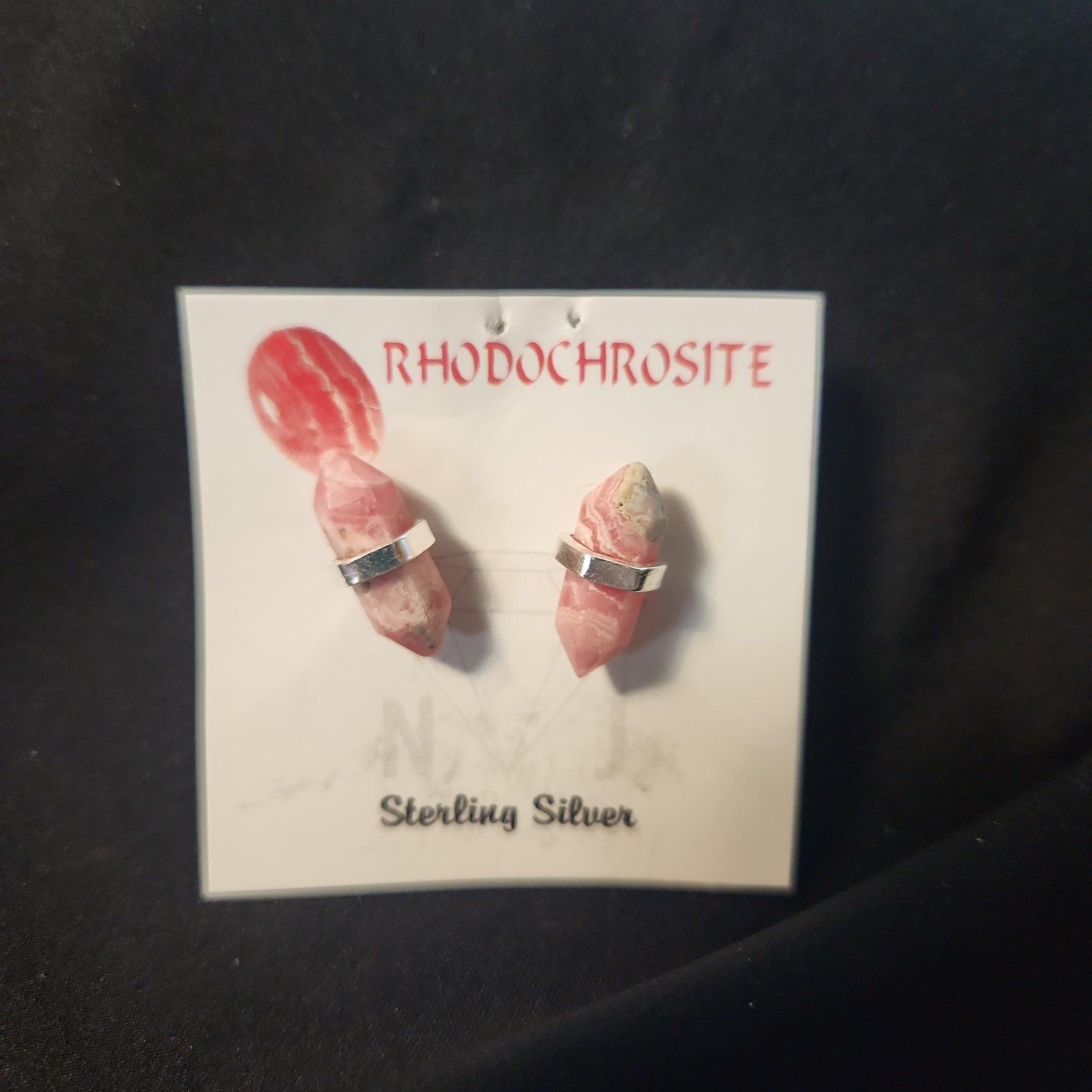 Rhodochrosite Double Point Stone Earring