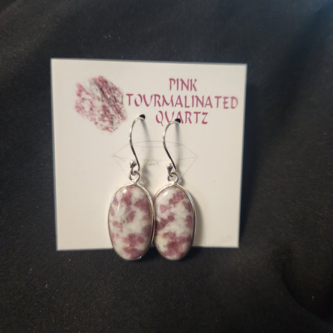 Pink Tourmaline in Quartz Earring