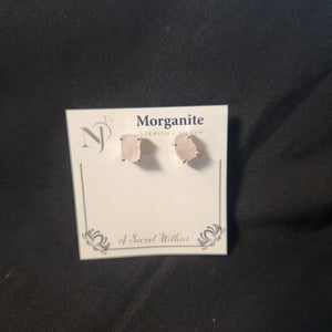 Rough Morganite Sterling Silver Earring