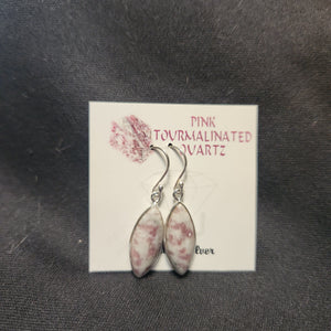 Pink Tourmaline in Quartz Earring