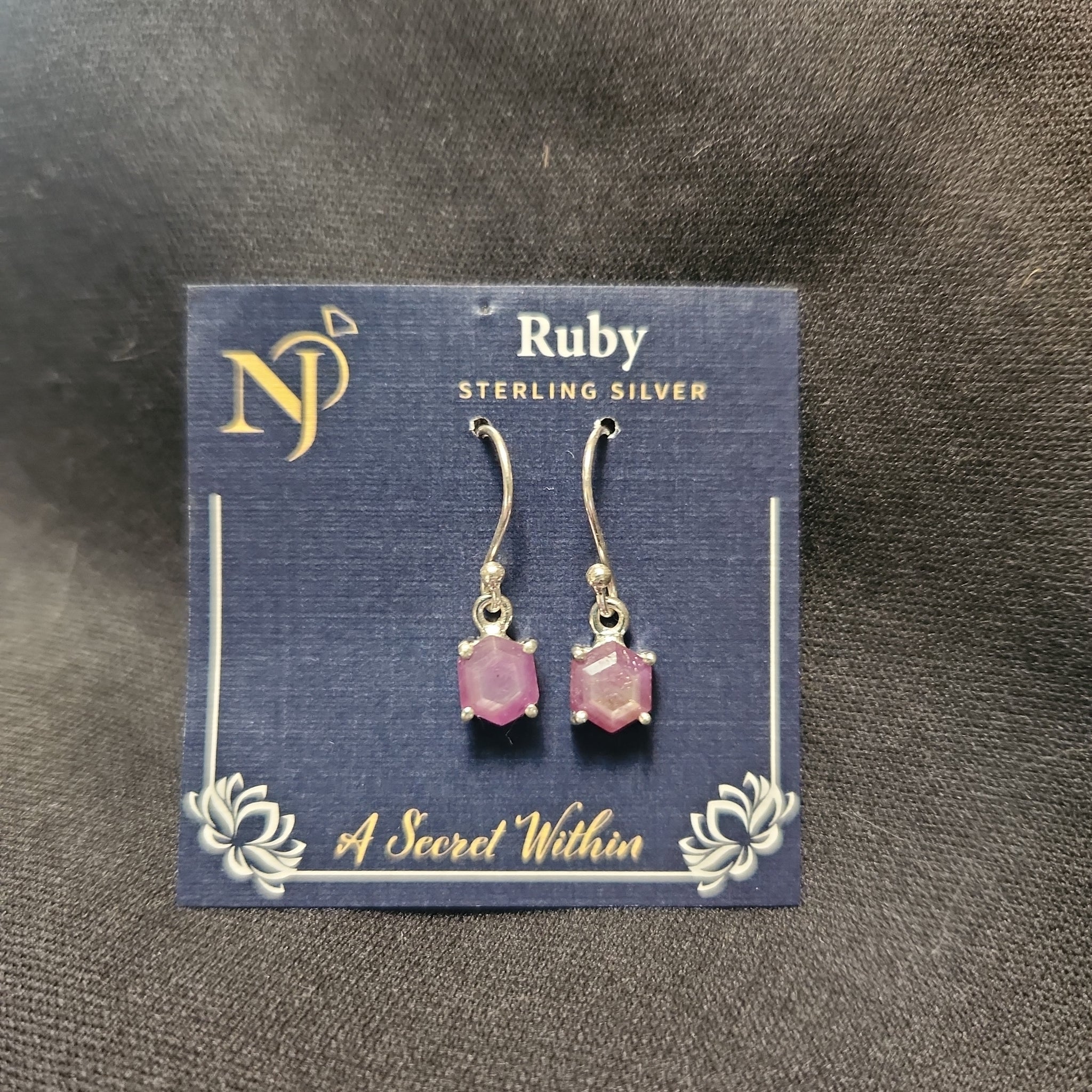 Sterling Silver Earring Natural Ruby