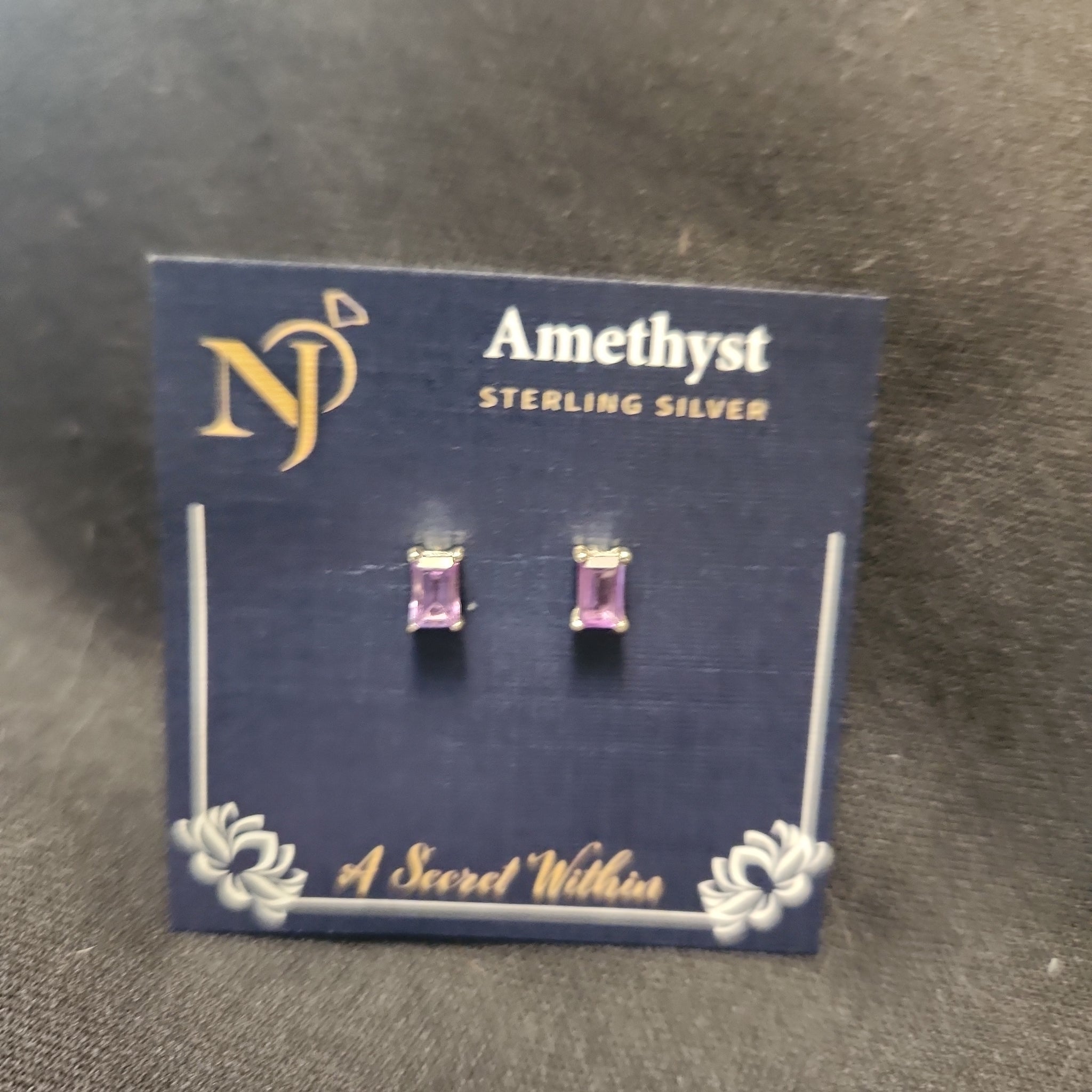 Sterling Silver Amethyst Rectangle Earring