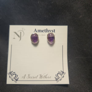 Sterling Silver Amethyst Oval Earring