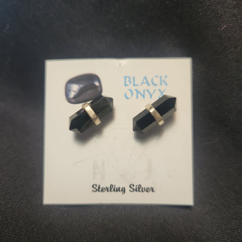 Double Terminated Black Onyx Earring