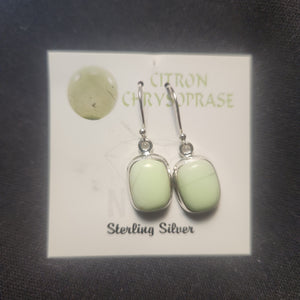 Citron Chrysoprase Earring in Sterling Silver