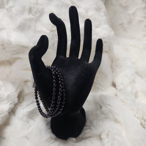 Tourmaline Black 4mm Stone Bead Bracelet