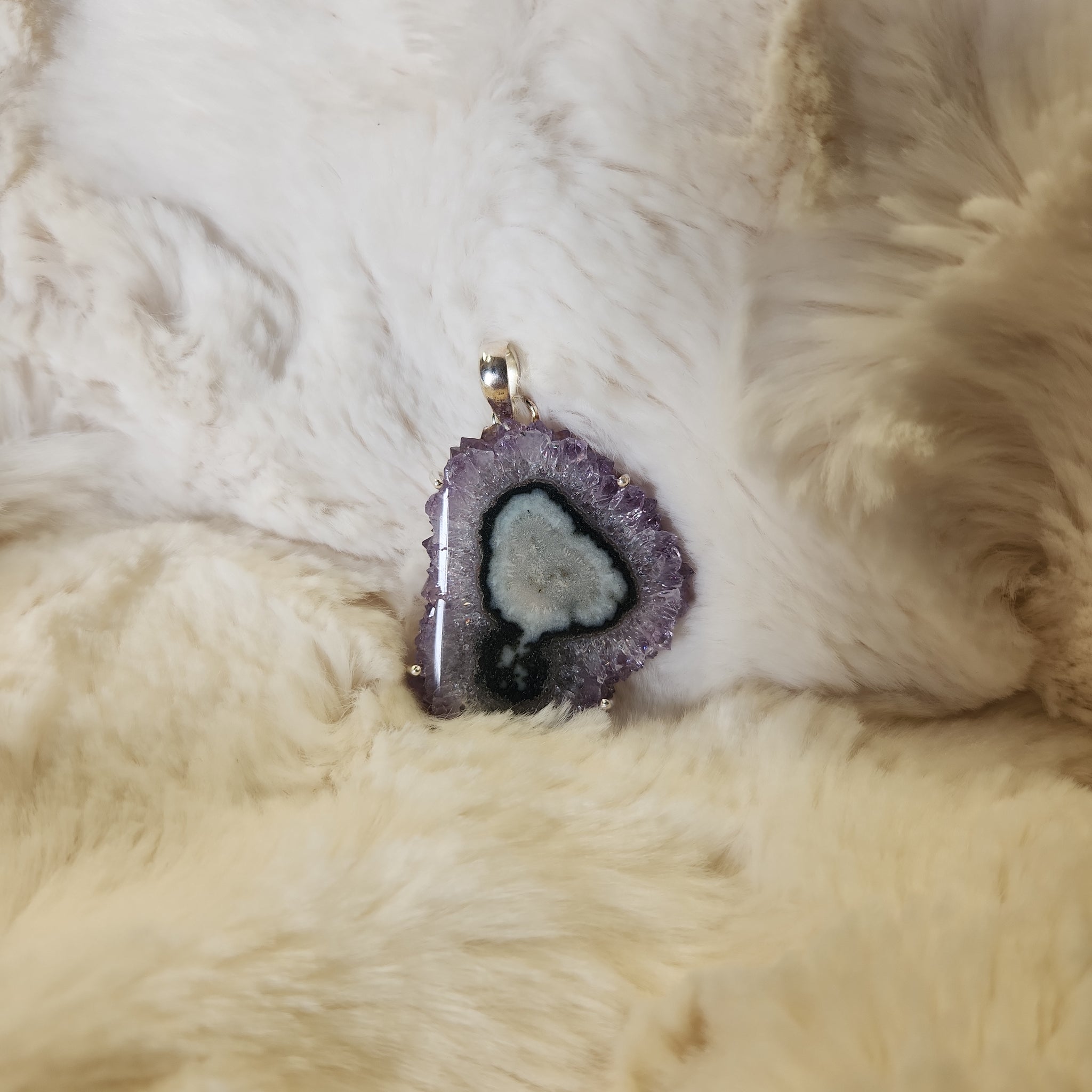 Amethyst Stalactite Slice Pendant