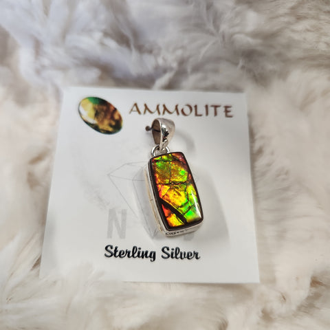 Ammolite Rectangular Pendant