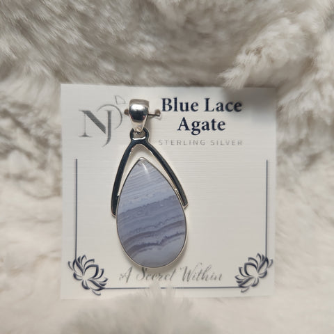 Blue Lace Agate Teardrop Pendant