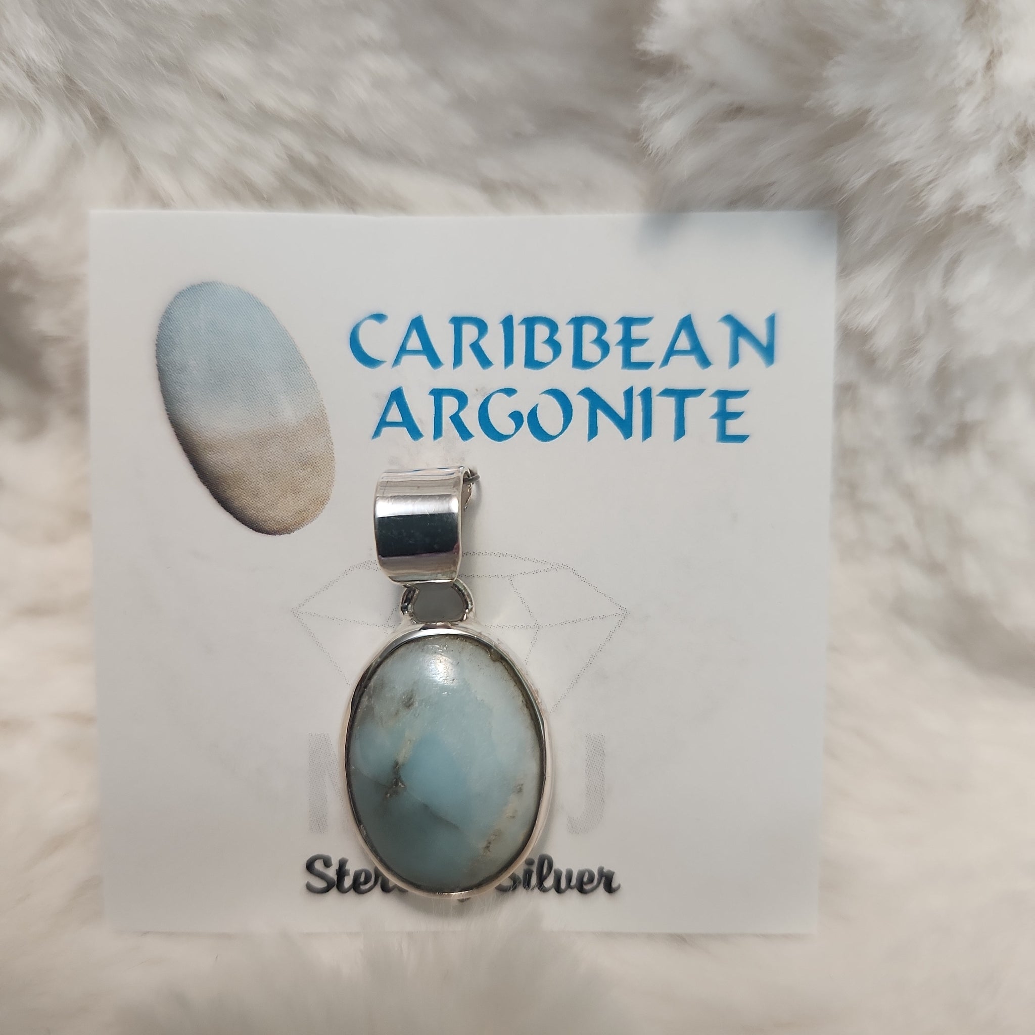 Caribbean Blue Aragonite Stone Pendant