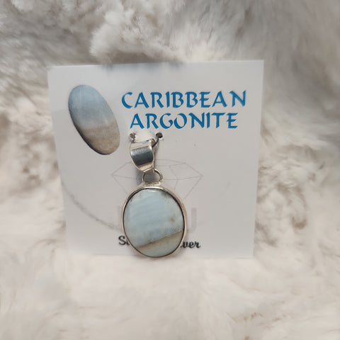 Caribbean Blue Aragonite Stone Pendant