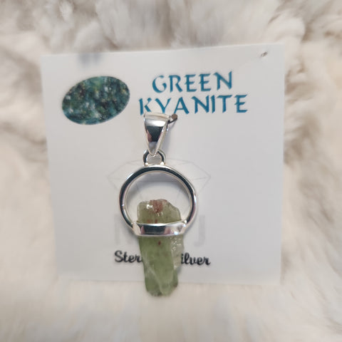 Rough Green Kyanite Pendant