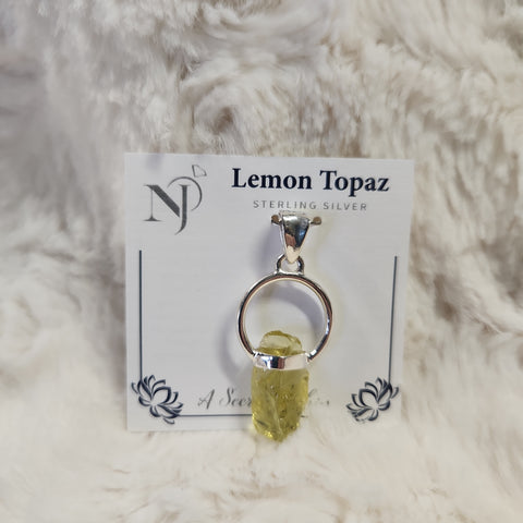 Rough Lemon Topaz Pendant
