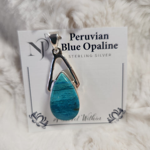 Peruvian Blue Opaline Teardrop Pendant