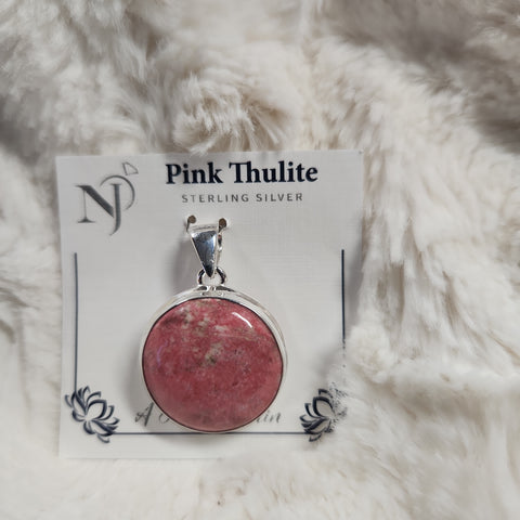 Pink Thulite Round Pendant