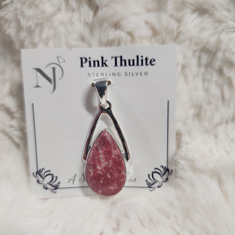 Pink Thulite Teardrop Pendant