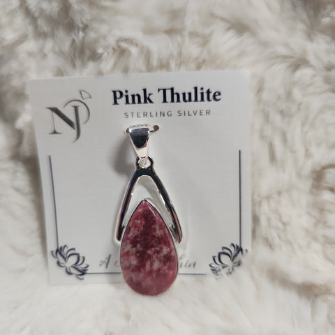 Pink Thulite Teardrop Pendant