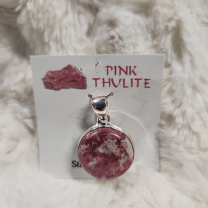 Pink Thulite Round Pendant