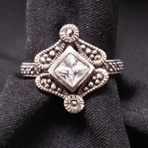 Cubic Zirconia Ring Old Fashioned Setting