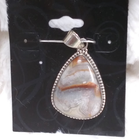 Crazy Lace Agate Stone Pendant in Sterling Silver