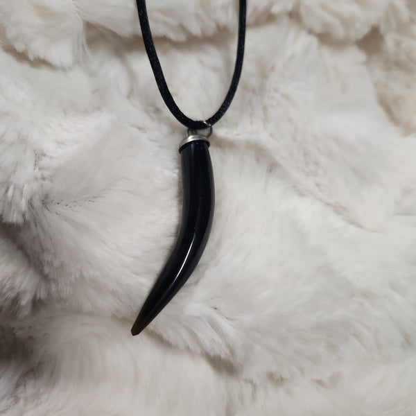 PPH Black Obsidian Horn Pendant