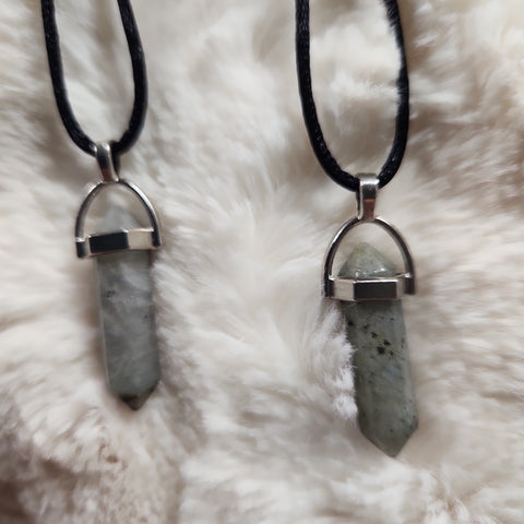 Labradorite Stone Point Pendant Necklace