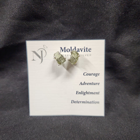 Moldavite Silver Earring