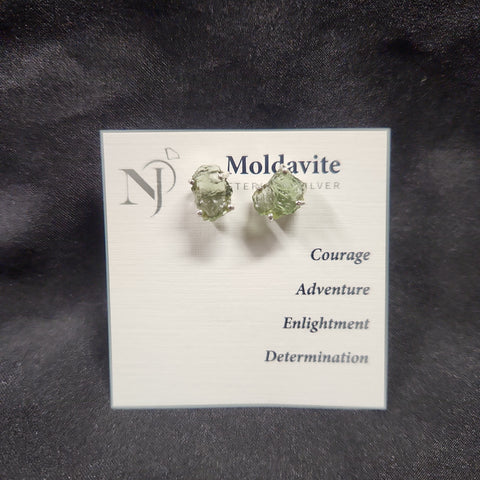 Moldavite Silver Earring