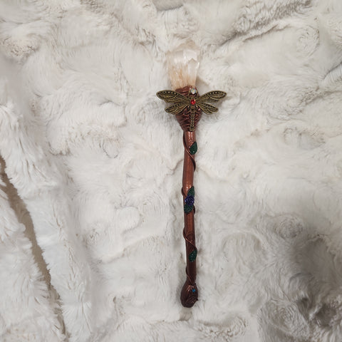 Dragonfly Wand with Clear Quartz