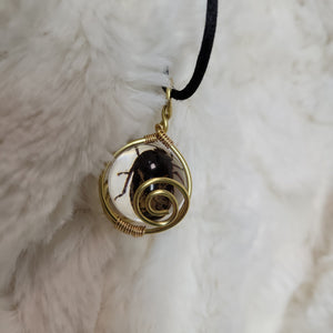 JHZ Wire Wrapped Brown Beetle Pendant