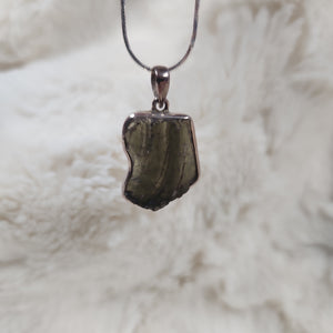 Moldavite Silver Pendant