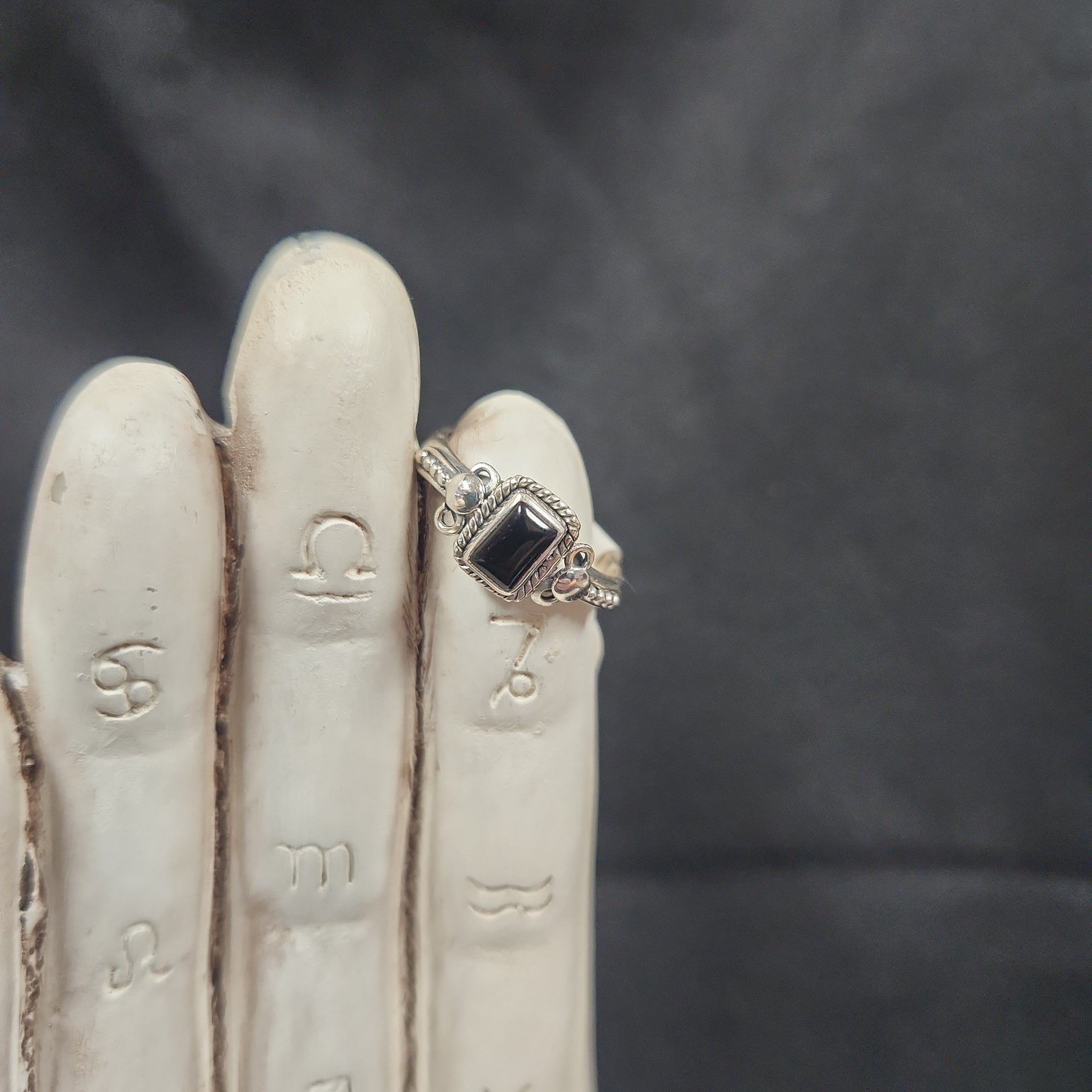 Black Onyx Rectangular Ring