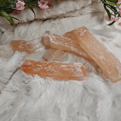 Orange Selenite Rough Raw Stick 3 to4 Inch