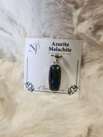 Malachite Azurite Rectangular Pendant