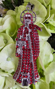 Santa Muerte Red Crystal Pendant