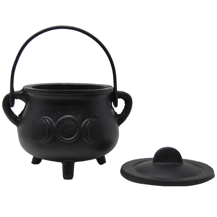 Cast Iron Cauldron Pot Belly with Triple Moon 4.5 Inch