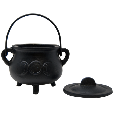 Cast Iron Cauldron Pot Belly with Triple Moon 4.5 Inch