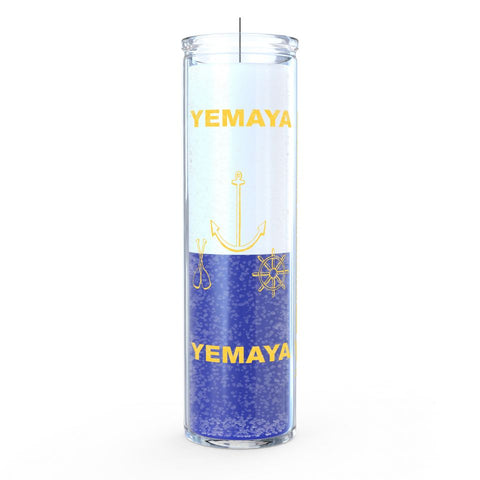 Orisha Yemaya 7 Day Candle, White/Blue